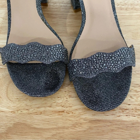 INC Hadwin Scallop Ankle Strap Block-heel Sandals 7 Sparkle Crystal Jeweled - Picture 4 of 9